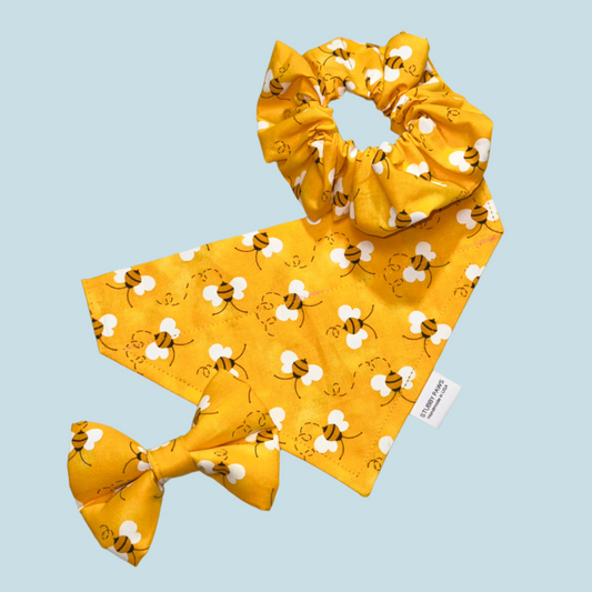 Bee Dog Bandana+Bowtie+Scrunchie
